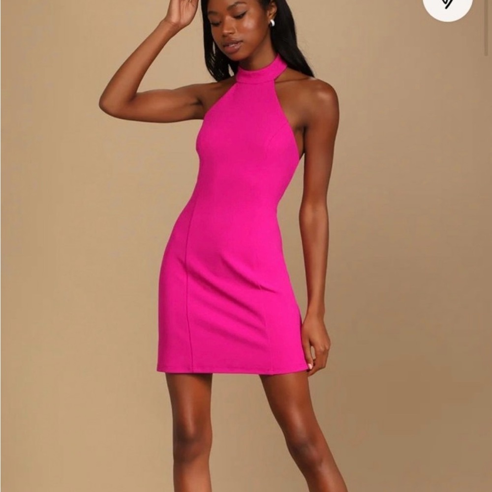 Sleeveless Pink Halter Dress